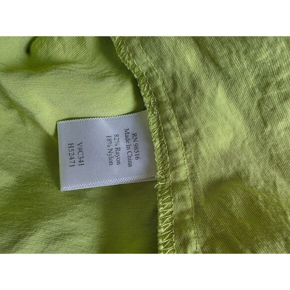 Coldwater Creek M Lime Green Buttoned Long Sleeve Tie-Front Blouse - Picture 6 of 9